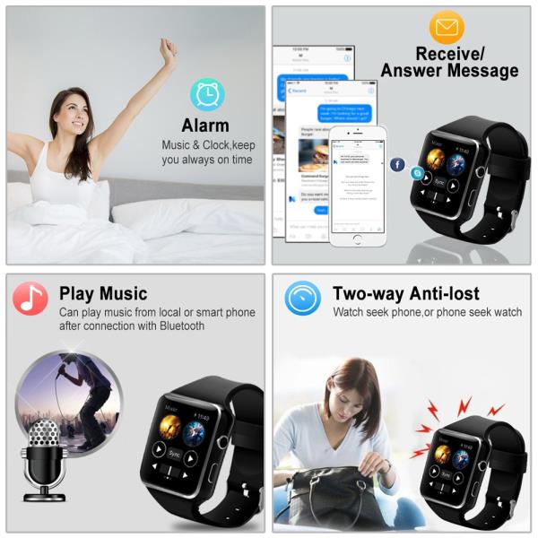 X6 Curved Screen Bluetooth Smart Wrist Watch Phone for Samsung iPhone Android - watchx6 3 600 - X6 Curved Screen Bluetooth Smart Wrist Watch Phone for Samsung iPhone Android