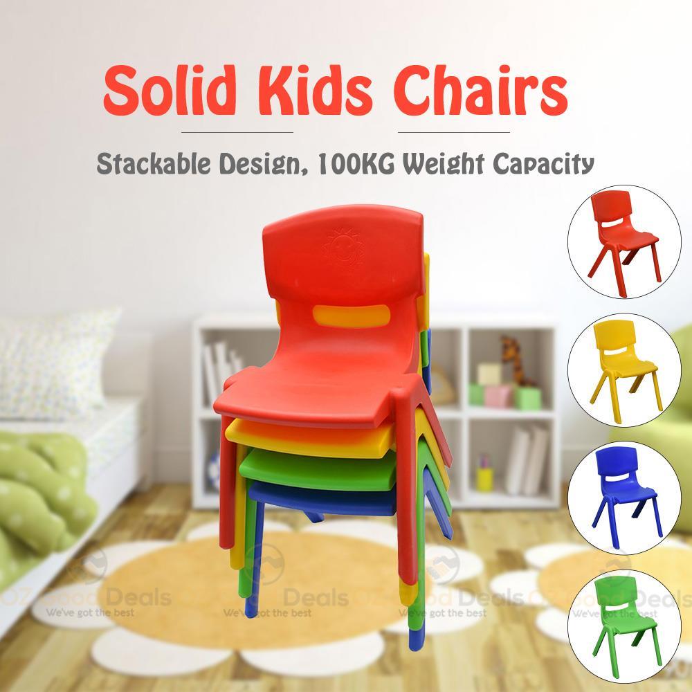 Set Of 8 Brand New Kids Toddler Plastic Chair Yellow Blue Red Green Up To 100kg Ebay