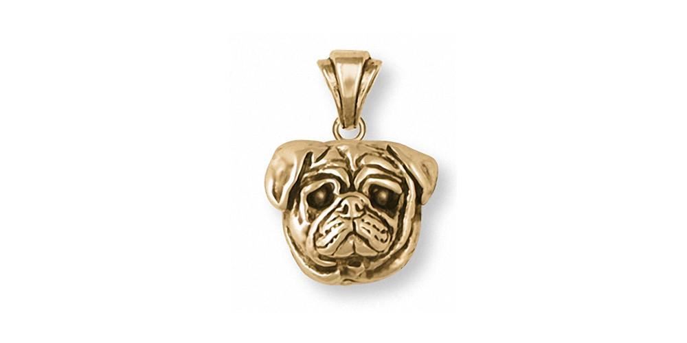 Pug Pendant Jewelry 14k Gold Handmade 