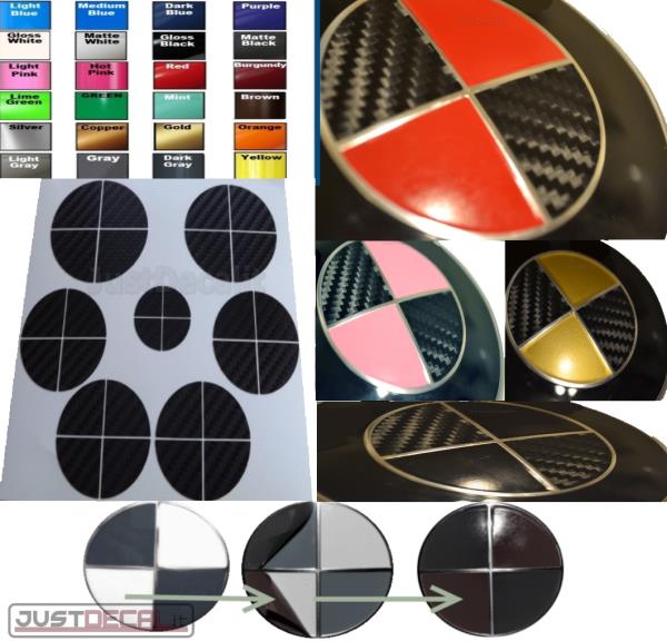 Black and Blue Carbon Fiber Sticker Overlay Vinyl for All BMW Emblems Caps Logos Roundels Oracal 