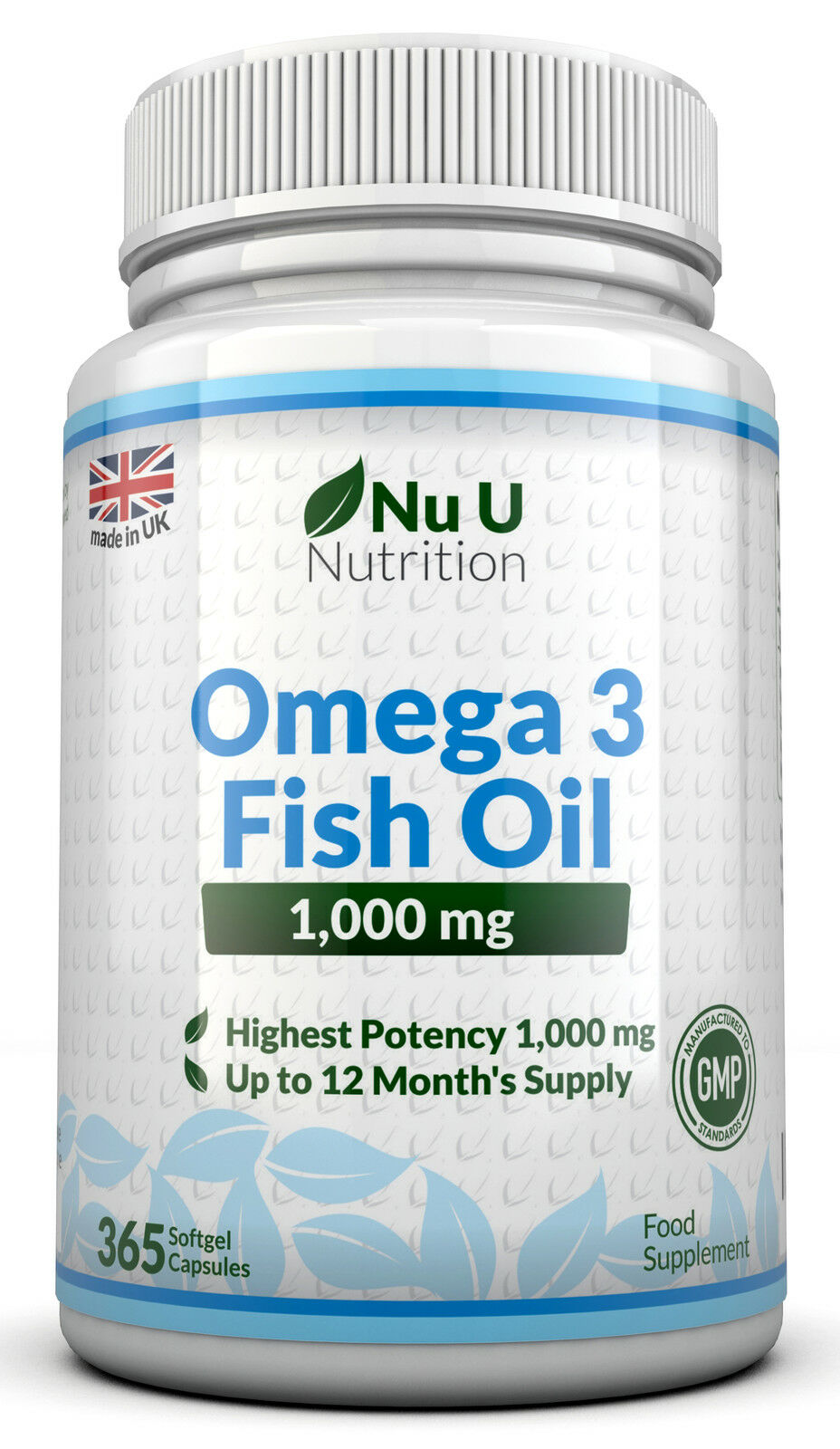 Omega 3 Fish Oil 1000mg High Strength 365 Soft gels  DHA ,EPA 10