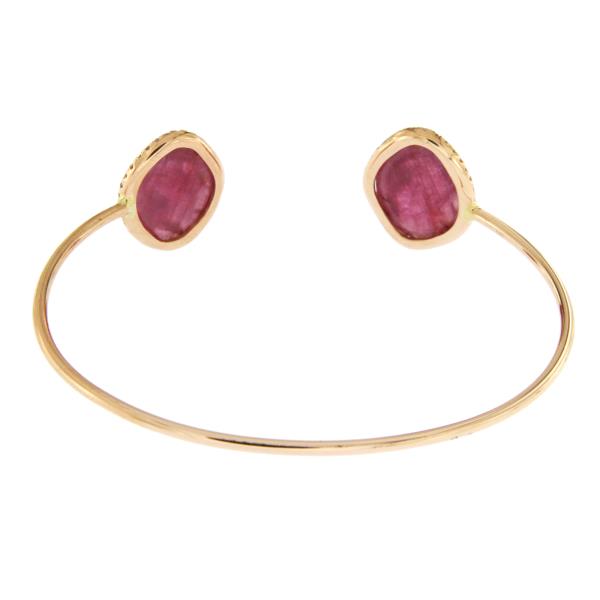 Luxo Jewelry News Letter - High Quality Premium Jewelry - Rose Cut Sliced 9.98 CT Pink Sapphire 0.39 CT Diamonds 14K Rose Gold Bangle »NP1