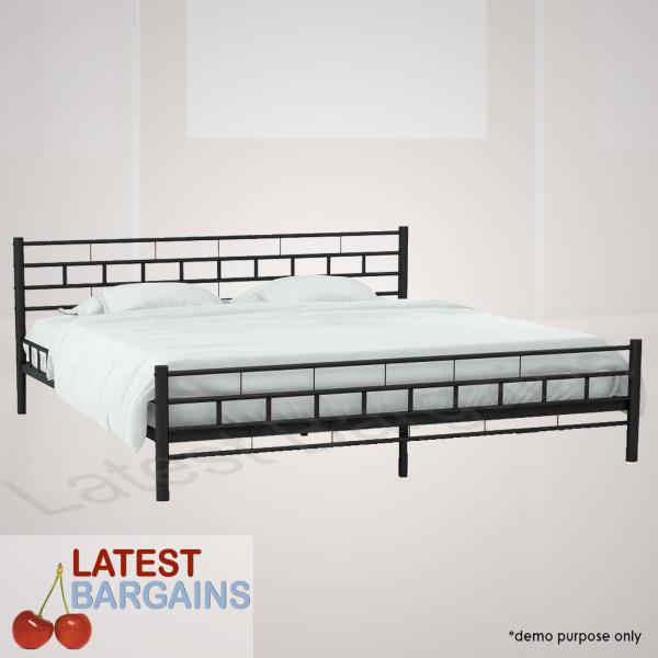 Black Metal Bed Frame Queen Size Modern, Queen Size Bed Frame With Slats