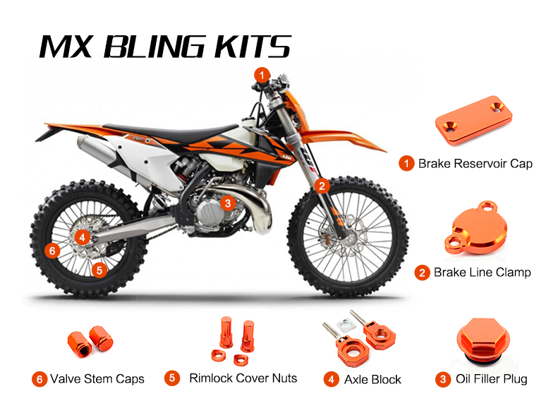 ABP15 Apico fábrica Bling Pack Kit de Orange Motocross KTM EXC-F 350 2014-2019