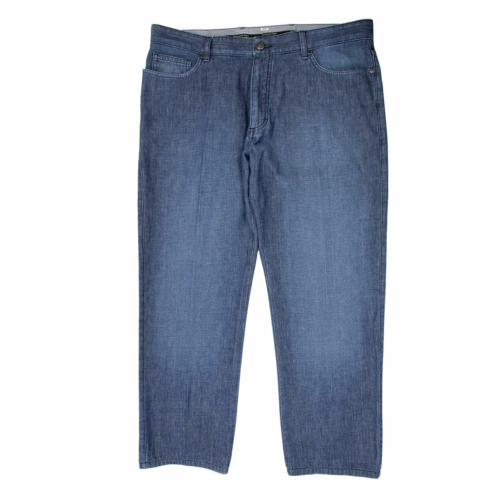 Zegna Japanese Denim Blue 5-Pocket Leather Jacron Straight Jeans 38W | eBay