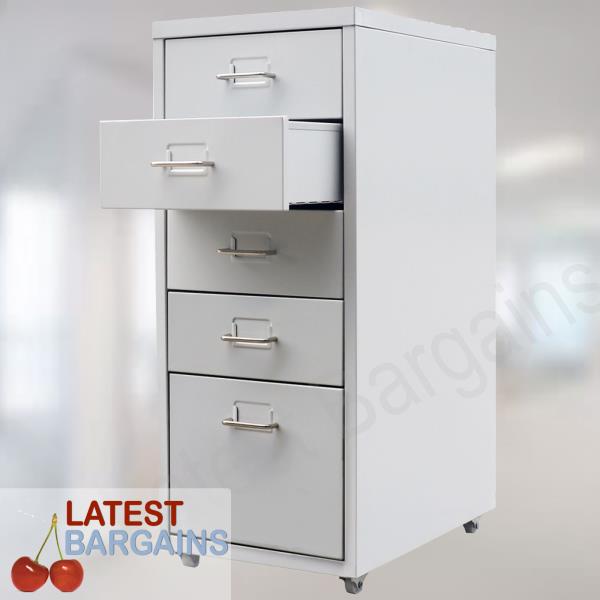 5 Drawer Filing Cabinet Metal Steel File Storage Home Office