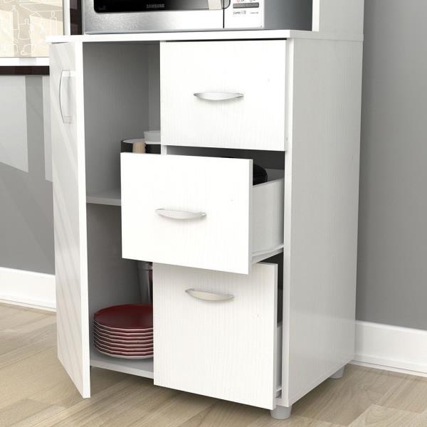 NEW Tall Kitchen Microwave Cart White Utility Cabinet ...