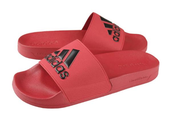 red adidas slippers