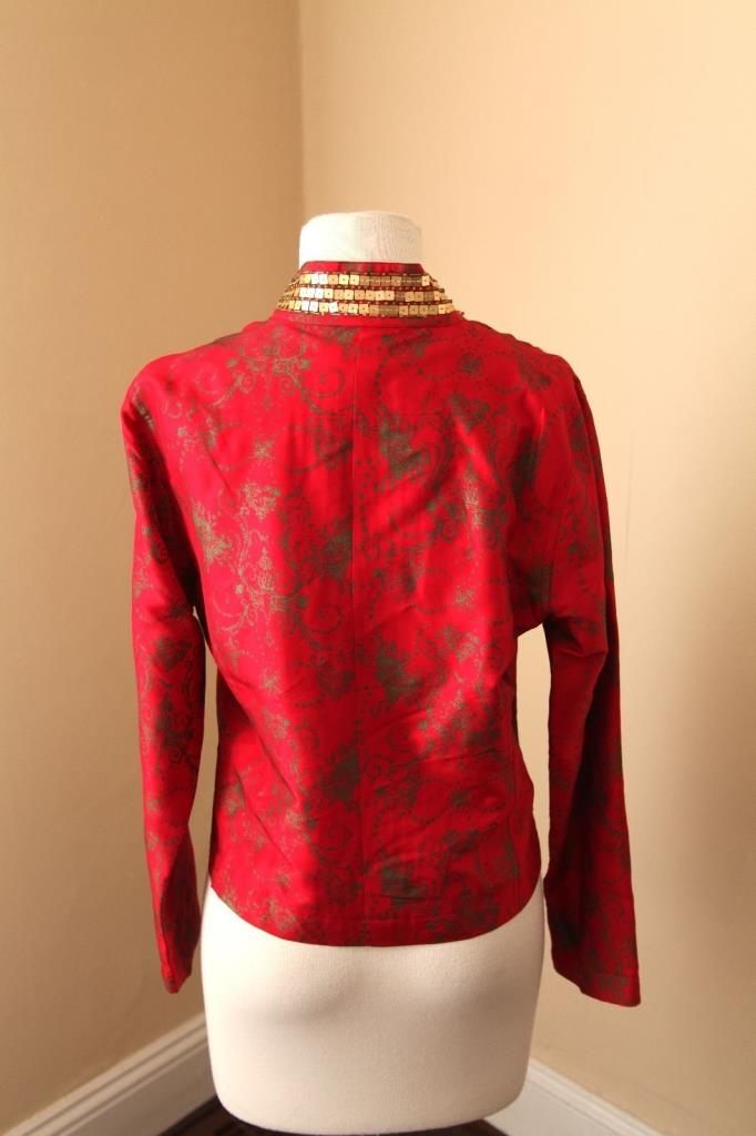 Chicos Size One 1 Asian Kimono Inspired Silk Beaded Jacket Evening ...