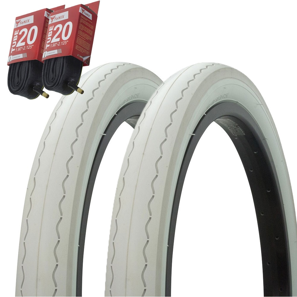 1PAIR! Bicycle Bike Tires & Tubes 20" x 2.125" Grey/White Side Wall
