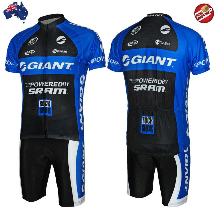 2011 Team Giant Pro Bike Clothing Set Cycle Jersey And Shorts Blue Black Procycleclothing