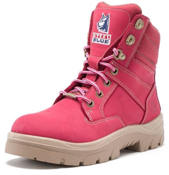 steel toe pink boots