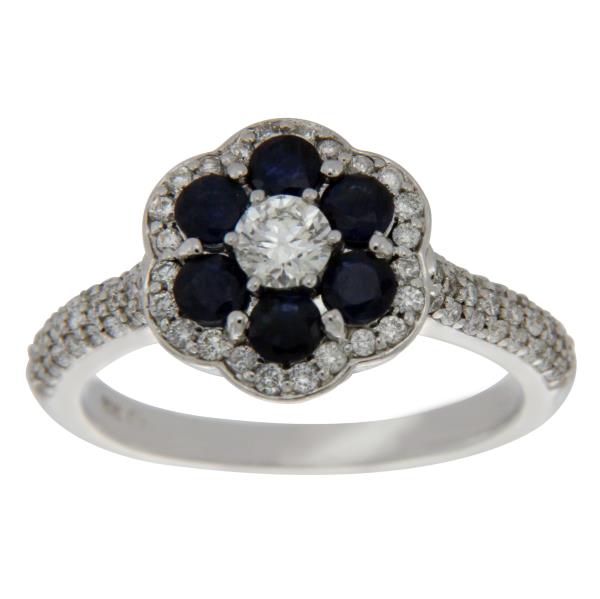 Luxo gioielli News lettera - gioielli di alta qualità Premium - 14k oro bianco  0,60 Ct diamante & blu zaffiro anello di fidanzamento mis. 7» N124