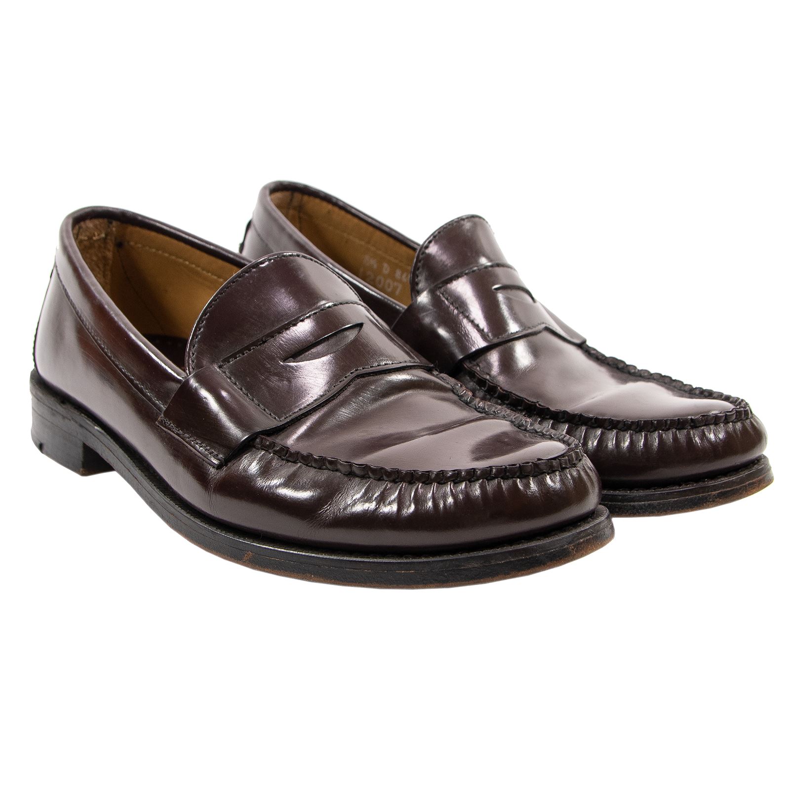 Brooks Brothers Burgundy Brown Patent Leather Apron Toe Penny Loafers 8 ...