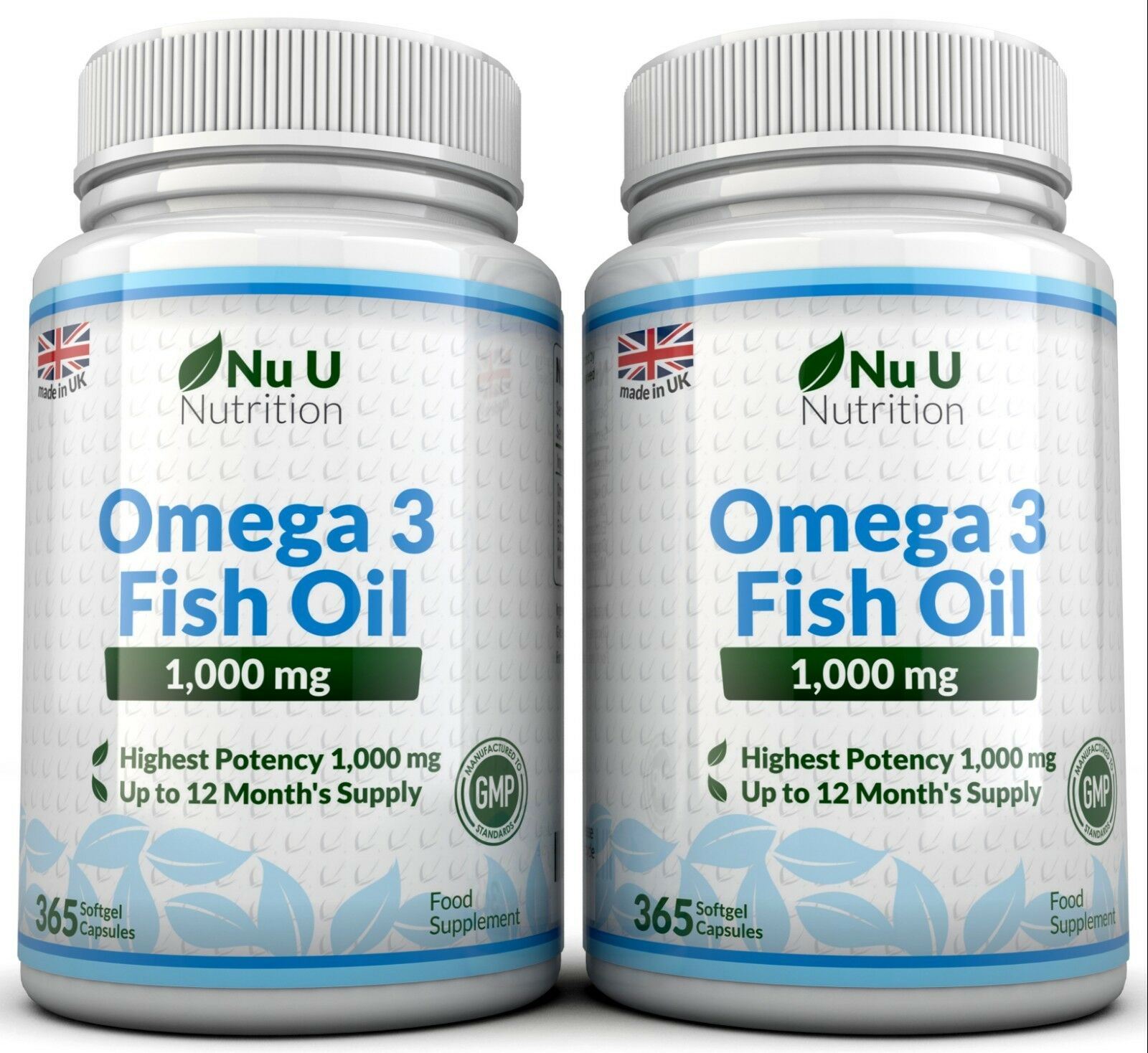 Omega 3 Fish Oil 1000mg High Strength 365 Soft gels  DHA ,EPA 18
