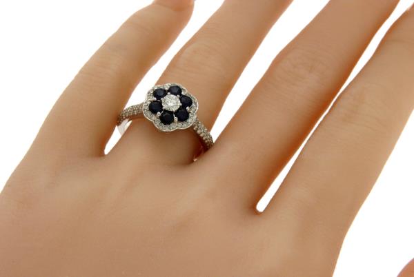 Luxo gioielli News lettera - gioielli di alta qualità Premium - 14k oro bianco  0,60 Ct diamante & blu zaffiro anello di fidanzamento mis. 7» N124
